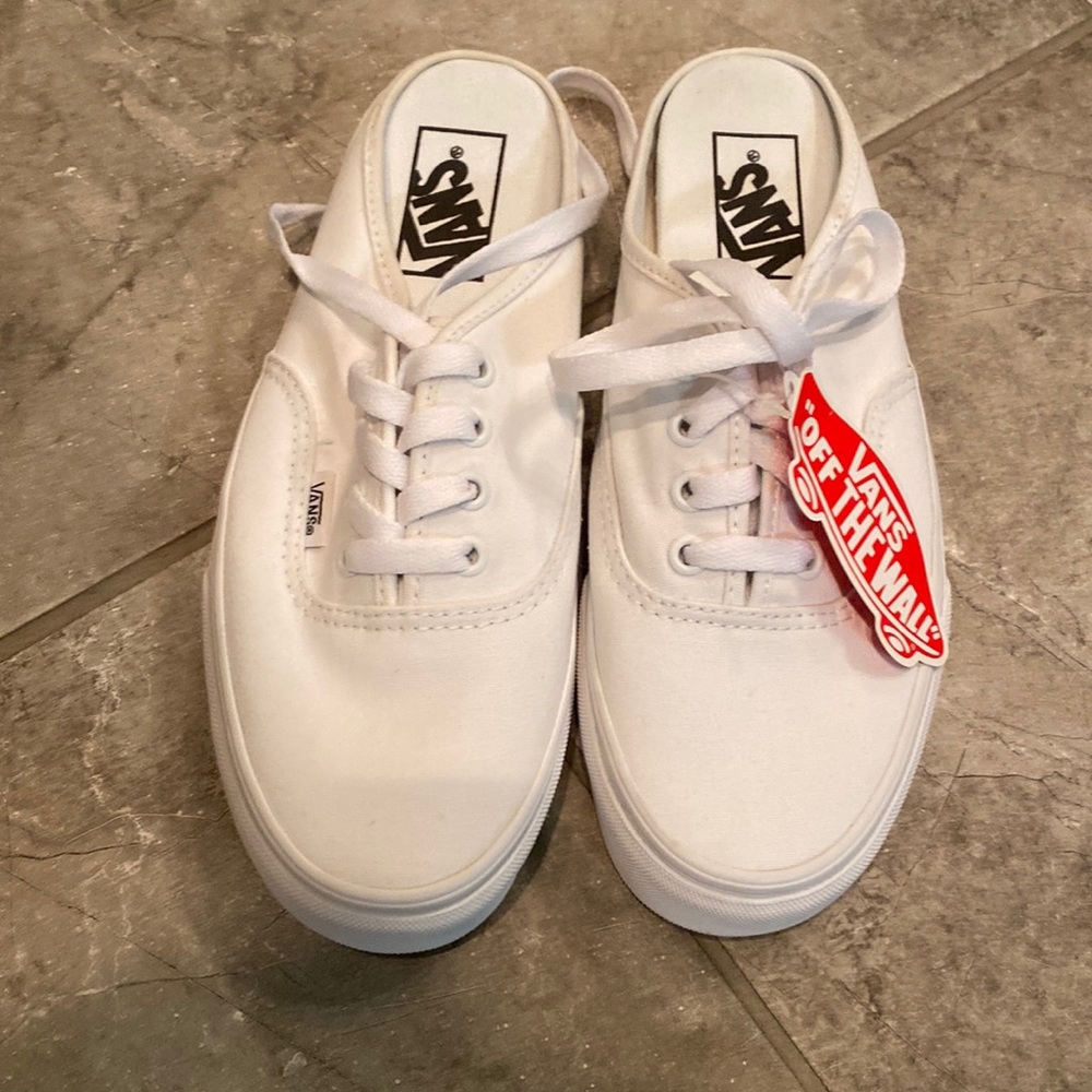 White womens Vans - backless - size 7.5